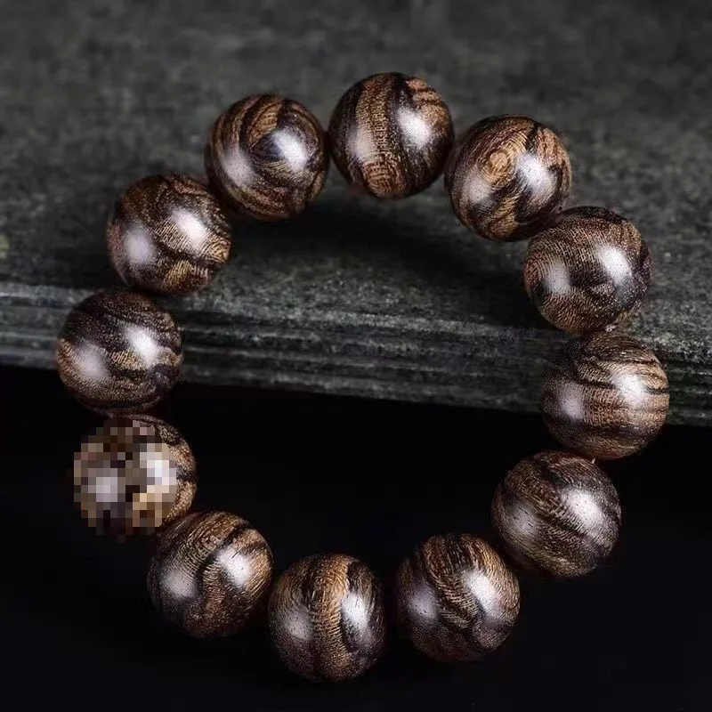 

Подлинный браслет из агарового дерева с 108 буддийскими молитвенными бусинами из старого горного сандалового дерева, унисекс, для практики Ци.