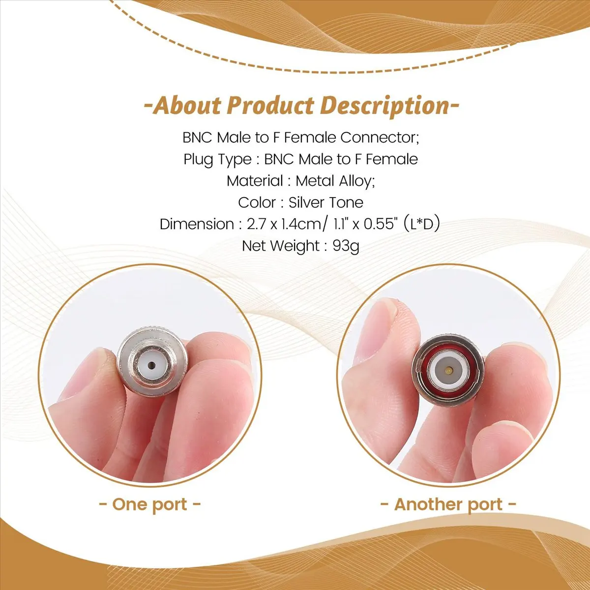 Delighted- BNC Male to F Female CCTV Camera Coax Cable Connector (Pack of 10)