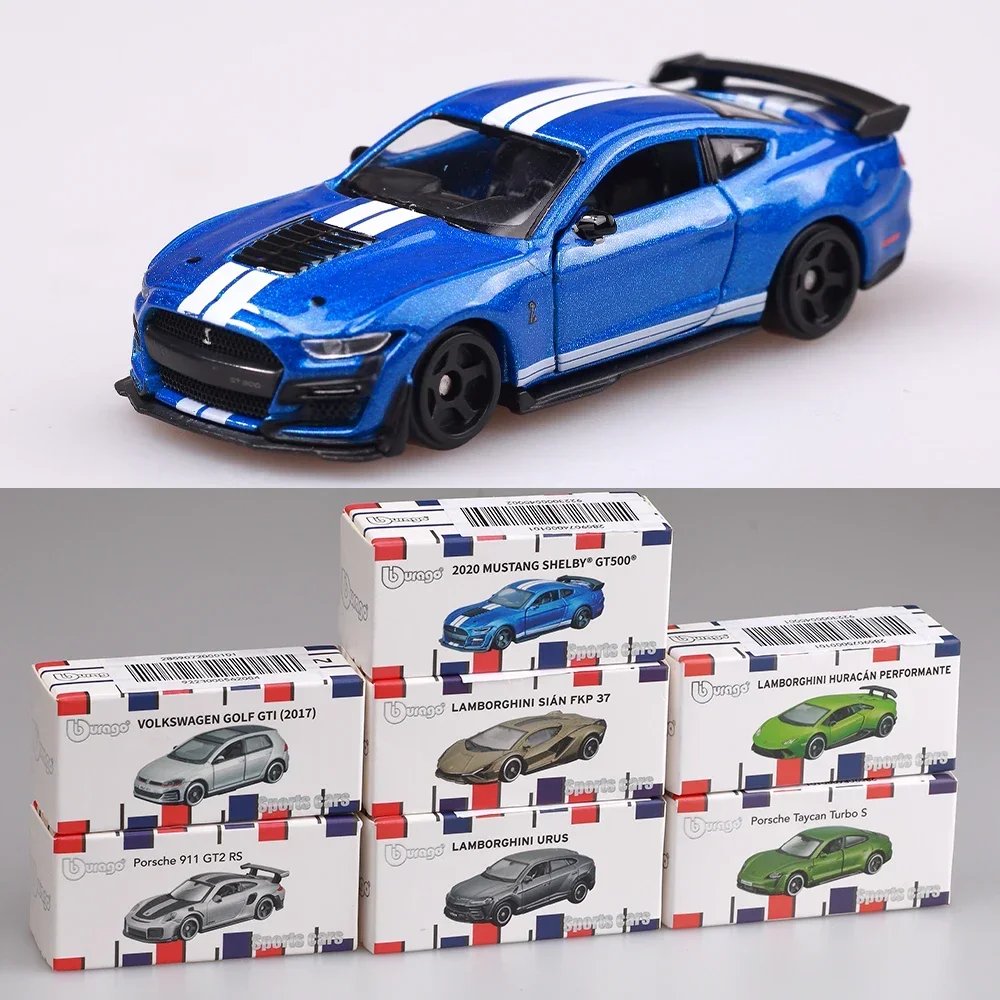 Bburago-Modelo de carro de fundição infantil, liga de metal, brinquedo de coleção, escala 1:64, Mustang Shelby GT500, presente infantil, 2020