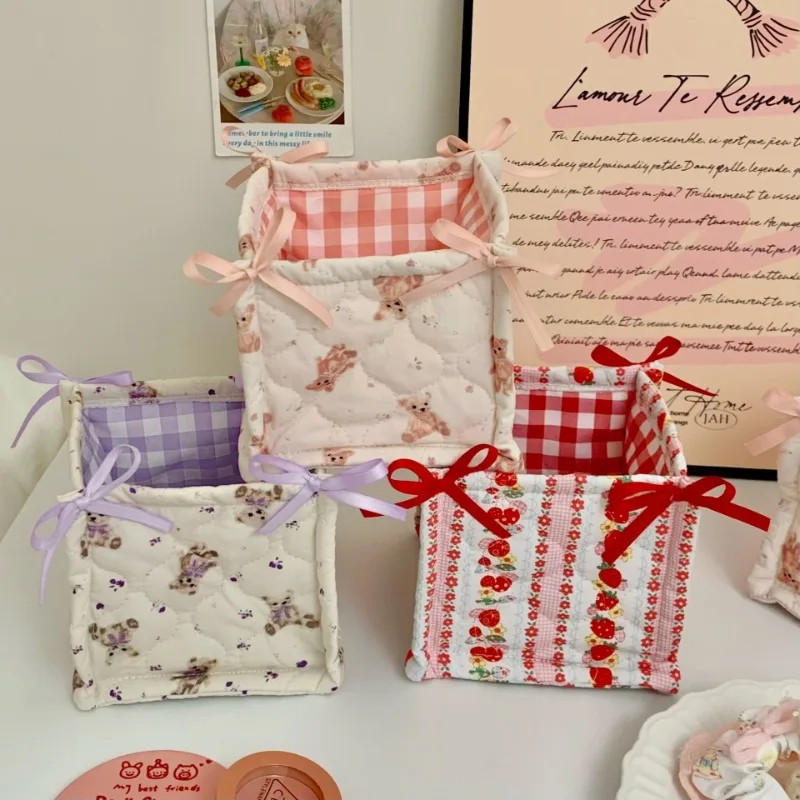 

Sweet Korean Pen Holder Kawaii Cartoon Bear Strawberry Stationery Organizer Soft Desktop Storage Organizer Student Supplies