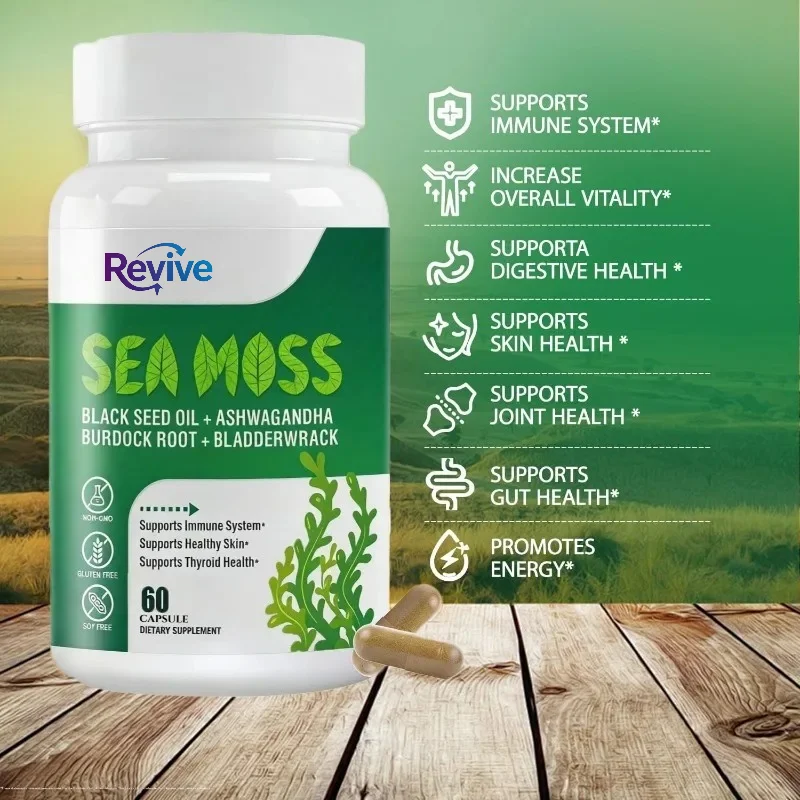 Irish Seaweed Capsules Contains Chlorella Black Seed Oil and 60 Capsules of Vitamin C and Vitamin D3