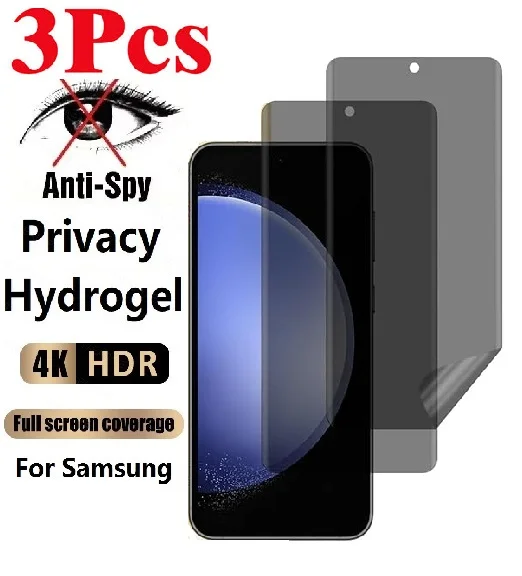 3 قطعة الخصوصية هيدروجيل فيلم لسامسونج غالاكسي S22 S21 S20 S10 S9 S8 نوت 20 10 9 8 زائد مكافحة التجسس حامي الشاشة
