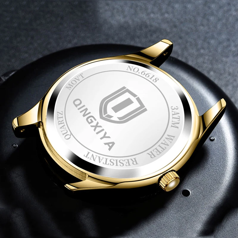 QINGXIYA-Reloj de cuarzo clásico para Hombre, cronógrafo de pulsera, sencillo, de negocios