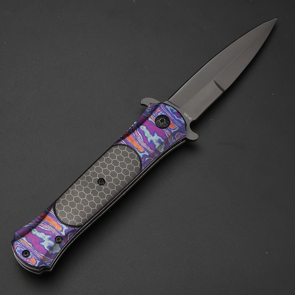 Purple pocket knife Outdoor folding knife Multi functional knife EDC tool Field survival knife