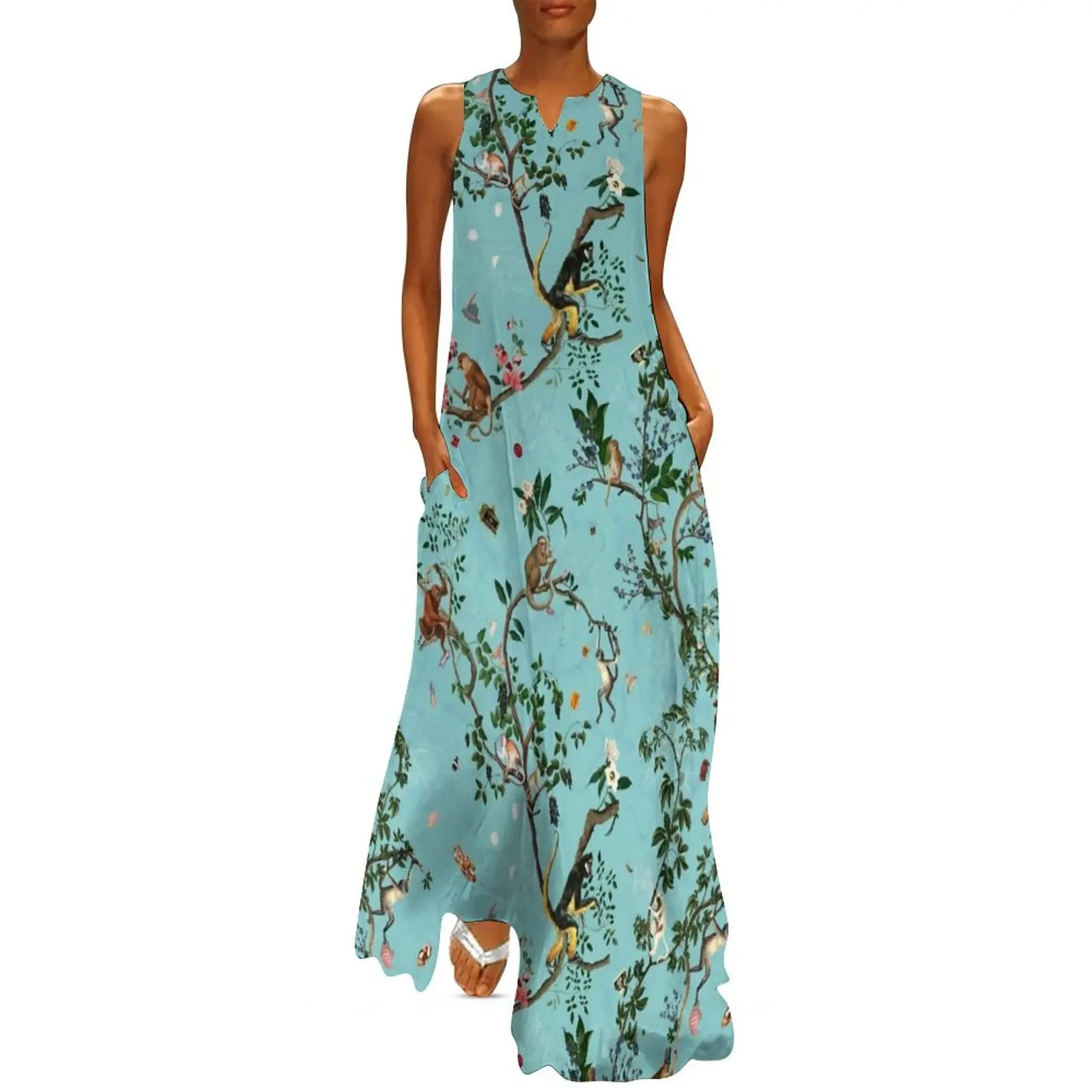 

Monkey World Aqua Long Dress dresses for women 2025 evening dress women summer women's suit Dress