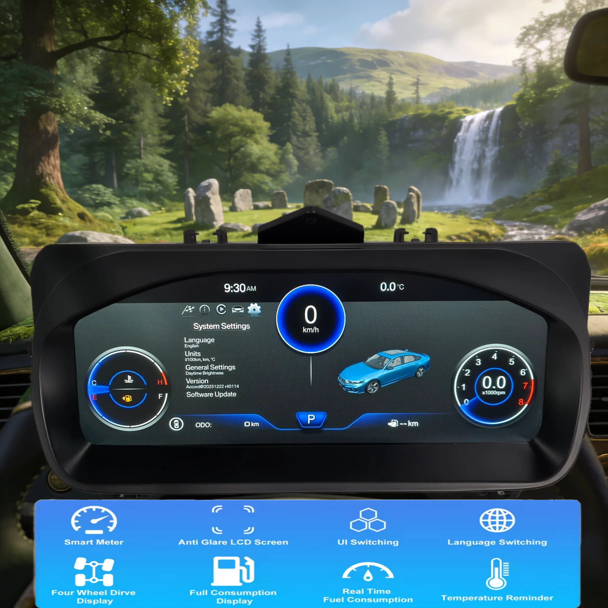 

12,3 "Carplay Auto для Honda Accord десятого поколения 2018-2021 ЖК-дисплей приборной панели автомобиля, цифровой приборный кластер, панель кабины