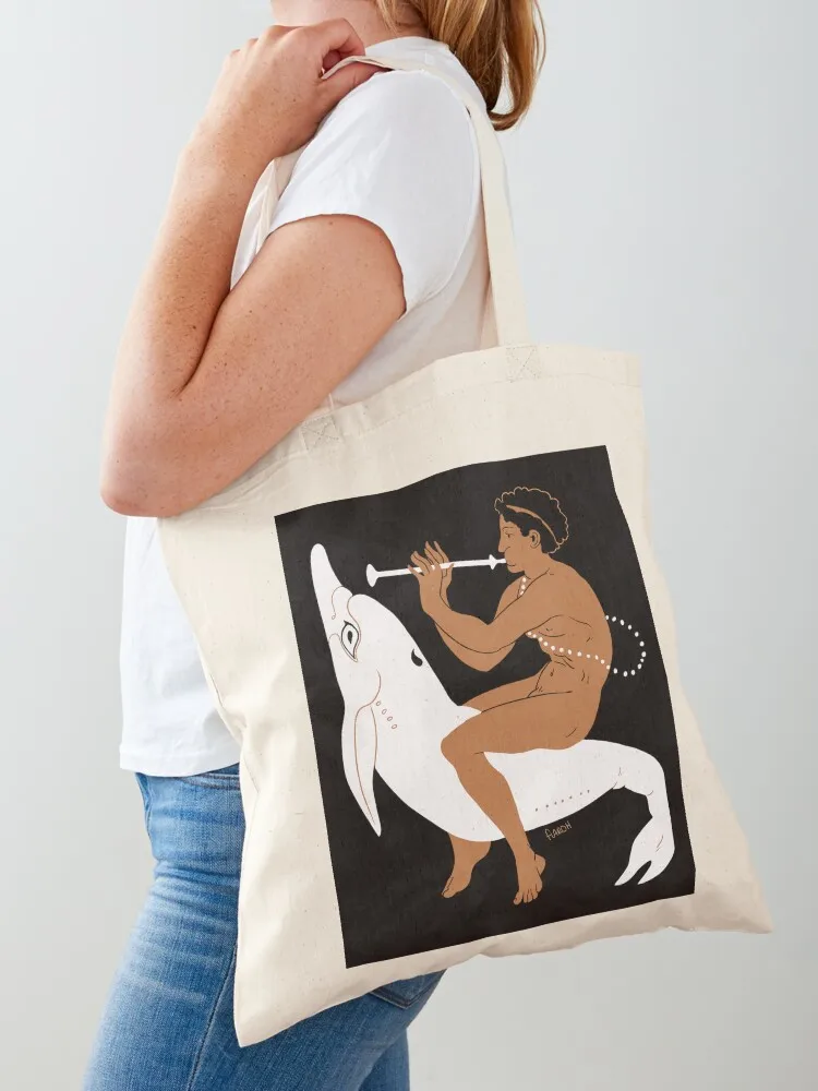 Etruscan Youth Riding Dolphin Tote Bag shopping bag bag for beach shoping great