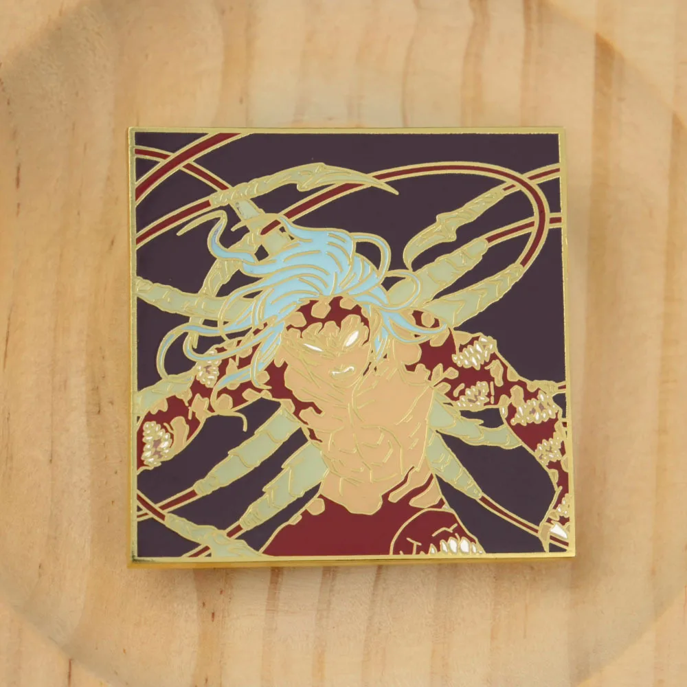 

Anime Demon Slayer Kimetsu No Yaiba Kibutsuji Muzan Cosplay Costume Badge Pin Accessories Backpack Pendant Metal Prop Brooch