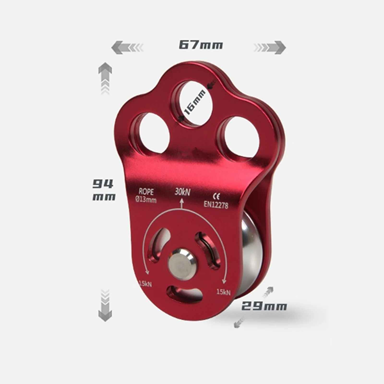 Lifting Pulley Aviation Aluminum Three Holes Rock Climbing Single Pulley Bearing Rock Climbing Pulley Block Climbing Accessories