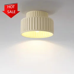 Luz de techo blanca de resina nórdica para dormitorio, accesorios de lámpara montados en el pasillo, círculo redondo verde, hogar minimalista