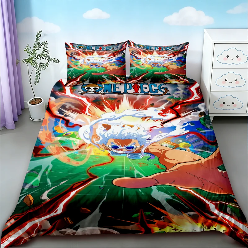 Luffy Duvet Cover Set One Piece Anime Cartoon Bedding Set Quilt Cover Comfortable for Bedroom Dormitory Teens Gifts view 6