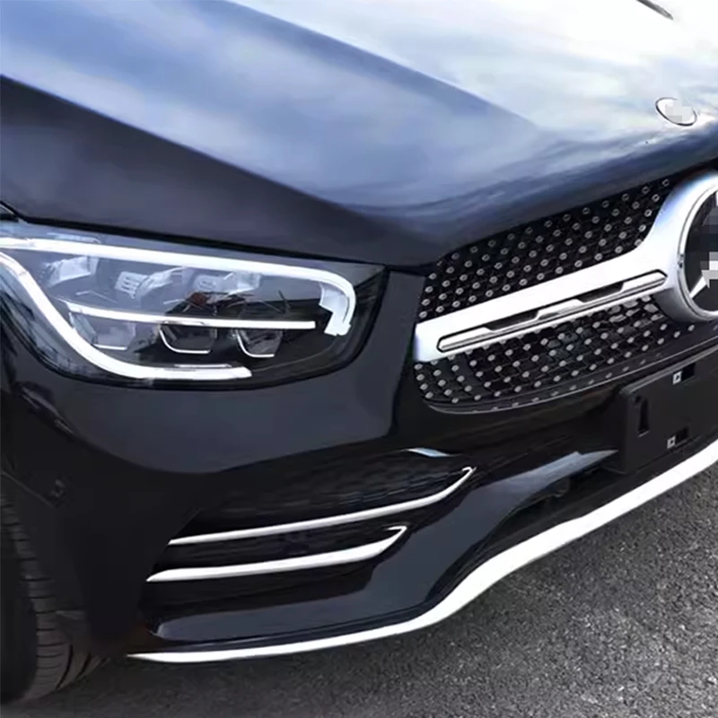 Chrome Front Fog Light Trim Eyebrow Outer Garnish Cover for Mercedes Benz GLC Class X253 GLC260 GLC300 2016 2019 2023 Accessory