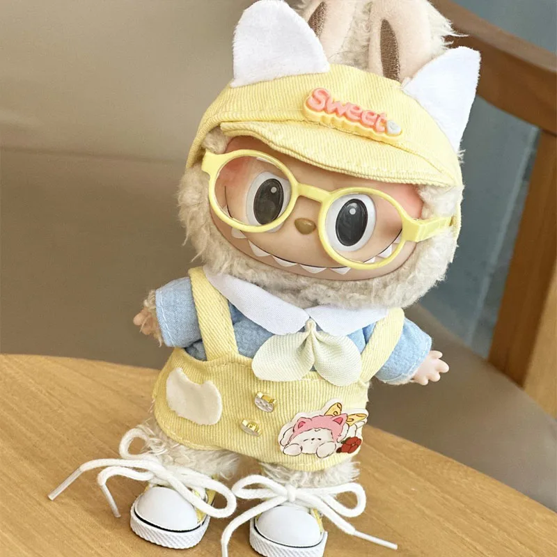 

For 17cm Labubu Clothing V1v2 Can Be Worn Without Dolls Sitting At Parties Changing Clothes Yellow Cute Cartoon Creative Design