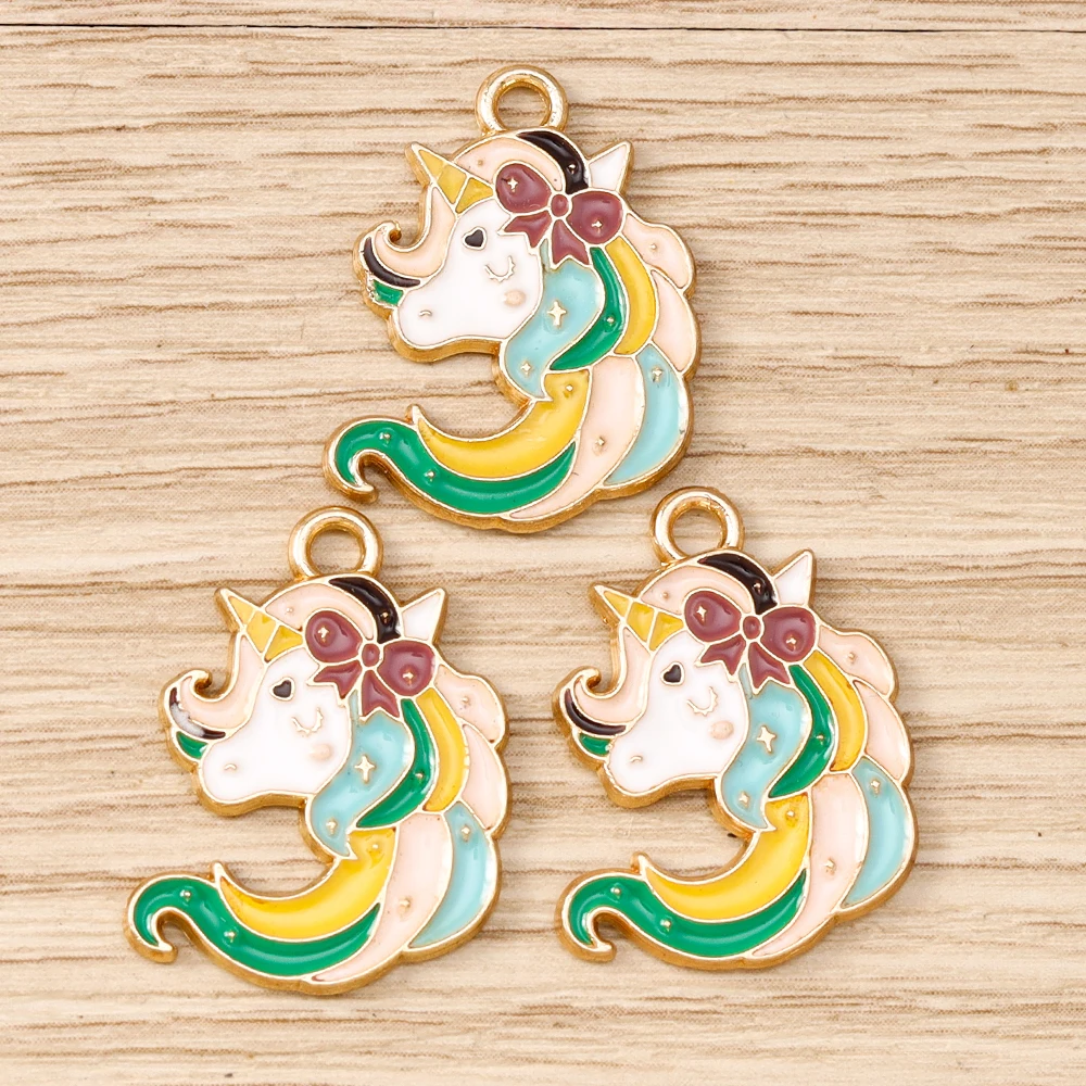 Tusember 10 قطع لطيف ملون يونيكورن سحر لصنع المجوهرات DIY الحصان يونيكورن أقراط قلادة القلائد أساور الحرف