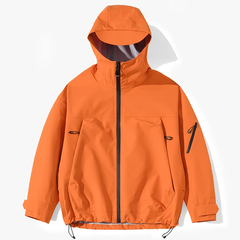 

Unisex Hard Shell Single-Layer Hooded Windbreaker Jacket with Full Heat-Sealed Tape & Six-Proof Functional Design