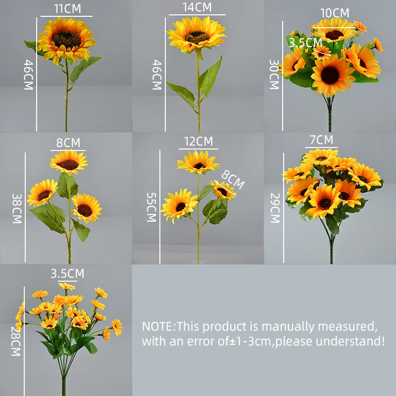 Artificial Sunflower Bouquet Silk Sunflower Fake Flower DIY Wedding Bouquets Centerpieces Party Desktop Home interior Decoration