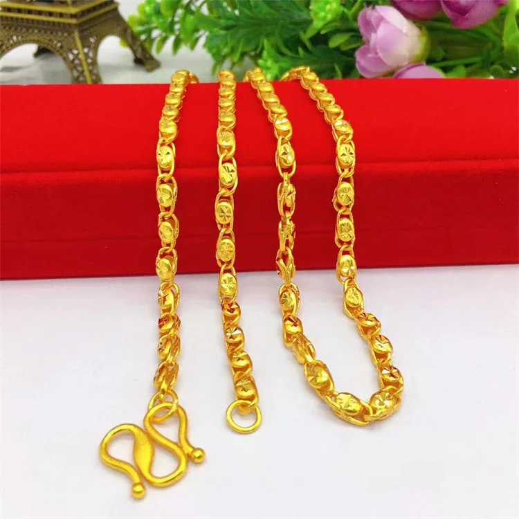 

Роскошное мужское ожерелье из чистого золота 24 карата 9999, ожерелье с изображением гизофилы, полое ожерелье с маленькой звездой