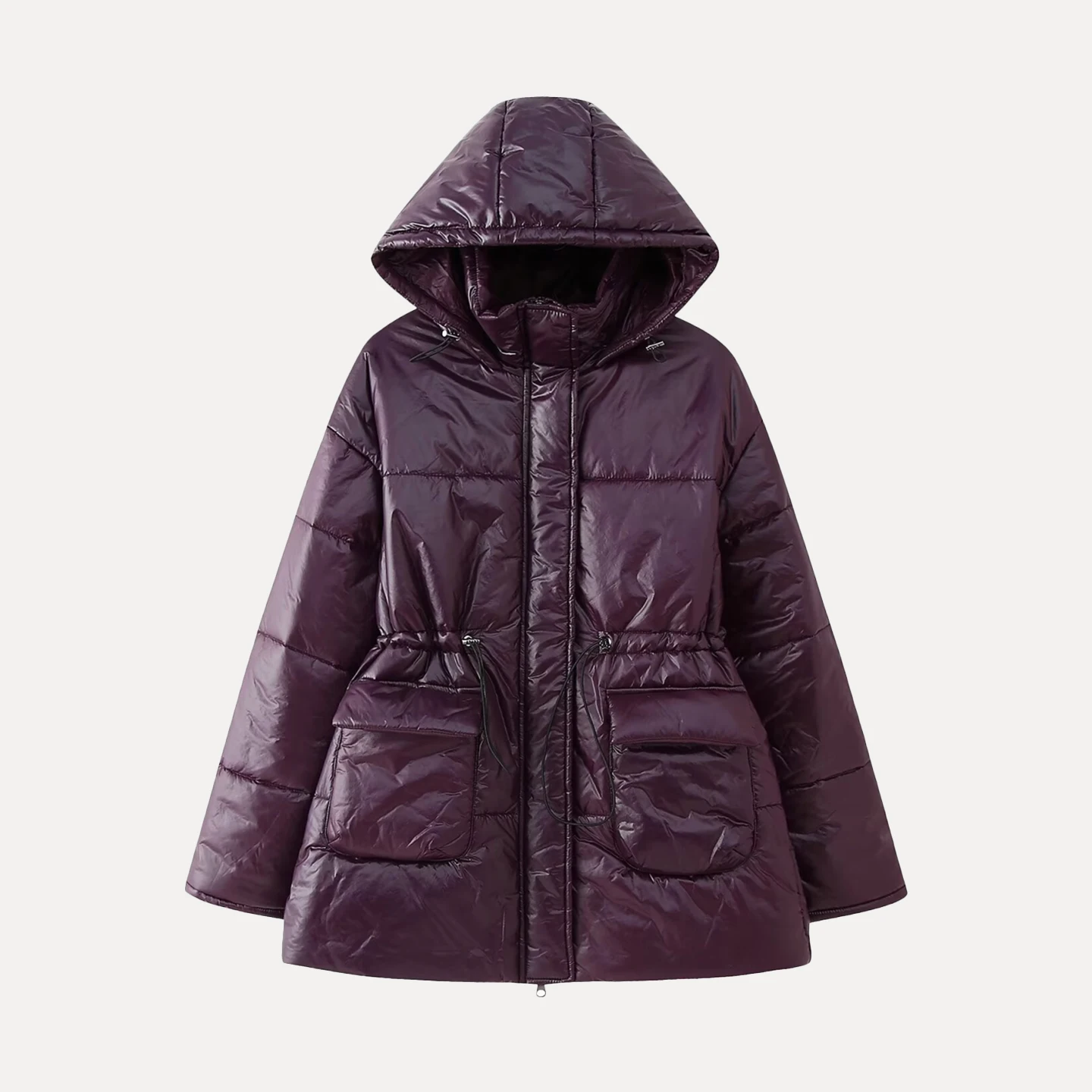 

Fall 2025 Women's Faionable Pure Color Warmth Daily Hooded Zipper Clothing Commute Sle Long Sve Regular Length Z