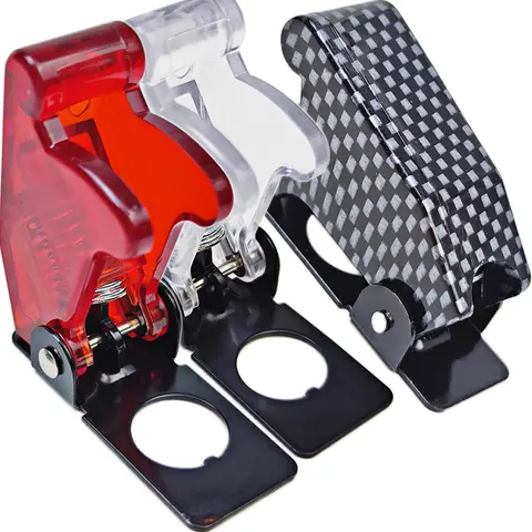 1 Adet Işıklı LED Geçiş Anahtarı Güvenlik Uçak Yukarı Çevirmek Kapak Koruma Oto Araba Tekne Kamyon Karbon Fiber Kırmızı Mavi Yeşil Sarı