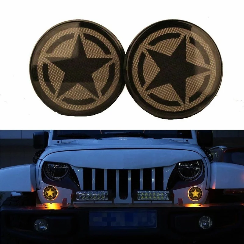 2Pcs Car Turn Signal For 2007-2018 Jeep Wrangler JK JKU LED Turn Signal with Star Pattern Smoke Cover Car Led Lights