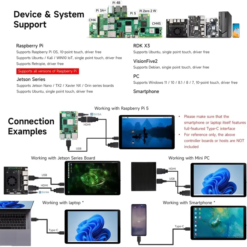 for Aismartlink Waveshare 7 Inch 1280x800 Capacitive Touch Display for Raspberry Pi 5 3B Zero 2W Pico High Resolution IPS - view 5