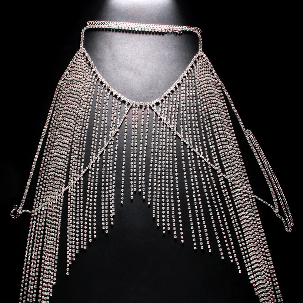 Body Jewelry Woman Fashion Sexy Sling Tassel Chest Chain Trend Rhinestone Body Chain Bikini Night Club Party Bra Chain view 3