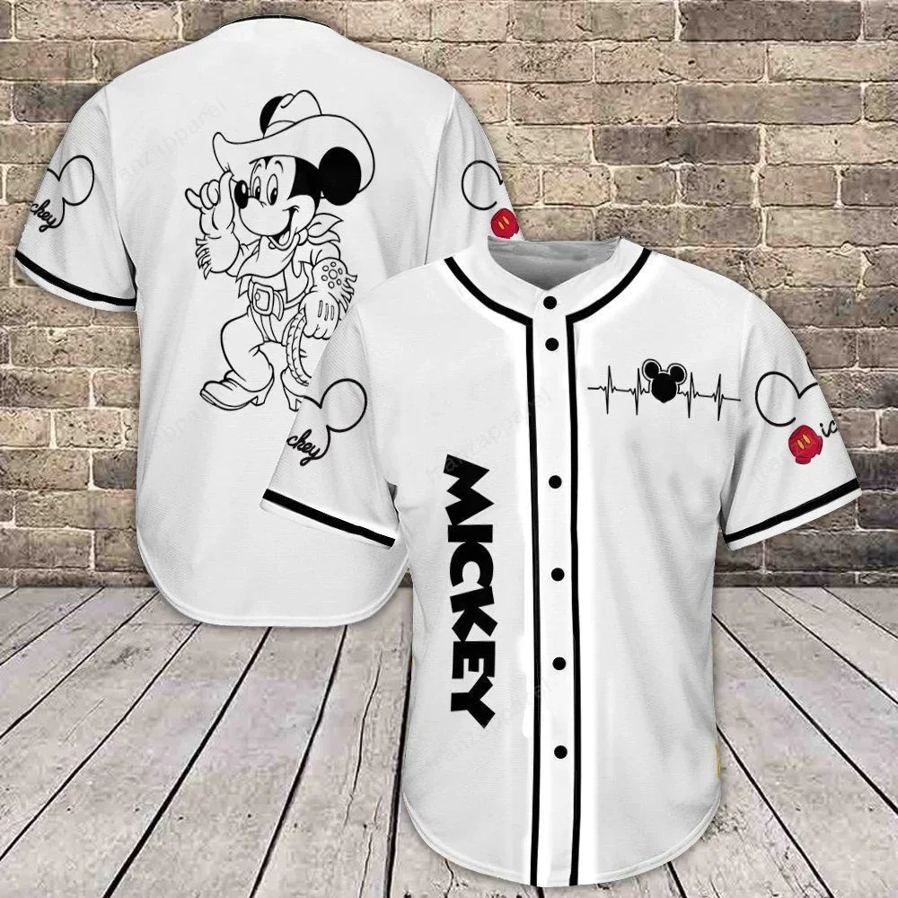 Camisas de beisebol do Mickey Mouse masculino, camisas Disney Magic Kingdom, moletons casuais, camisas vintage