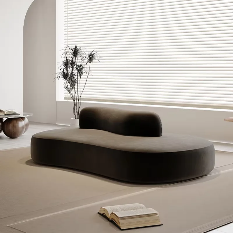 

Modern Simple Lamb Wool Salon Sofa Beauty Salon Lounge Area Reception Sofa