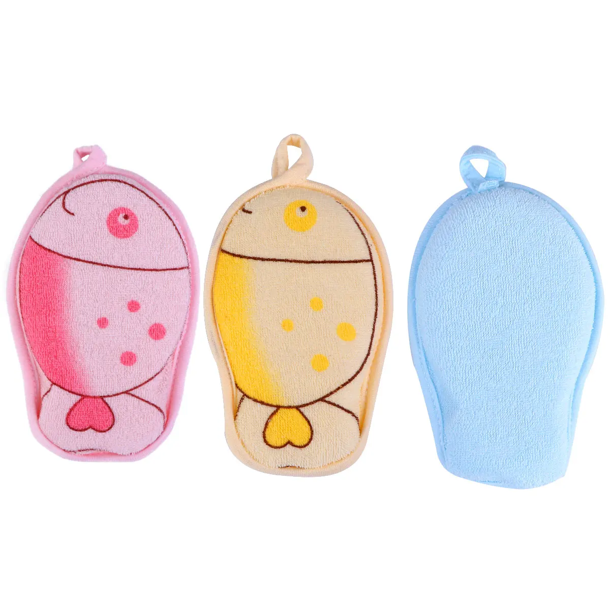 

3 Pcs Baby Bath Sponge Cartoon Fish Absorbent Shower Scrubber Infant Body Towel Soft Material Water Absorption Bubbles