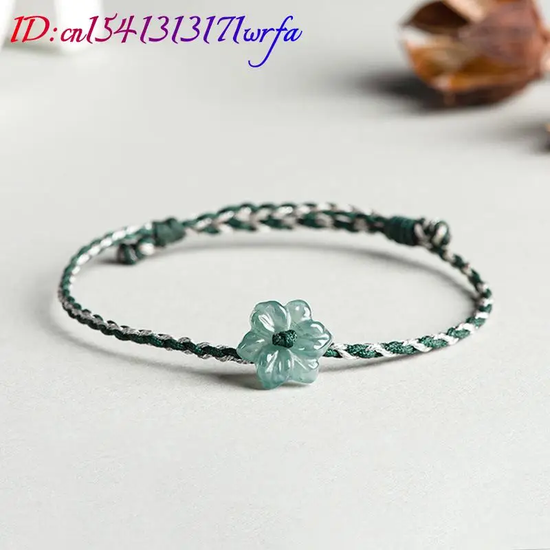 Blue Myanmar Jadeite Flower Bracelet Fashion Accessories Stone Bangle Designer Carved Gemstone Natural Burmese Jade Luxury