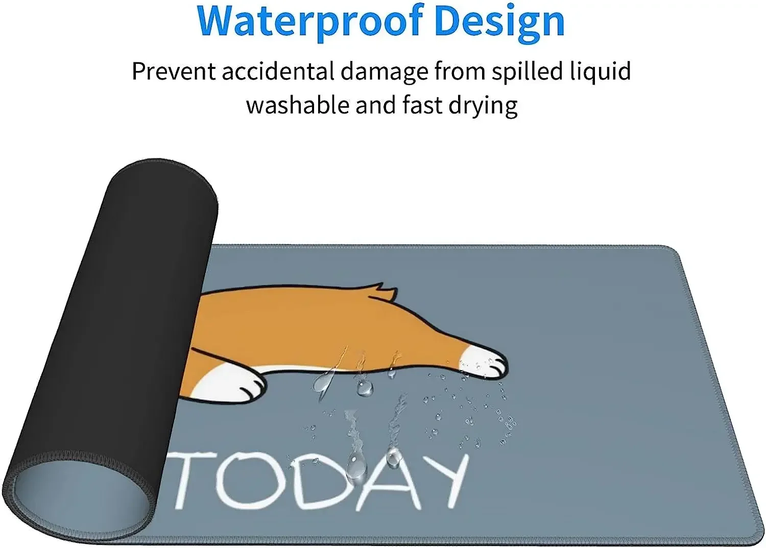 Corgi Dog Desk Pad 35.4x15.7 Inch XXL Cute Dog Quote Design Extended Mouse Pad Non-Slip Rubber Base Large Gaming Mousepad -Blue