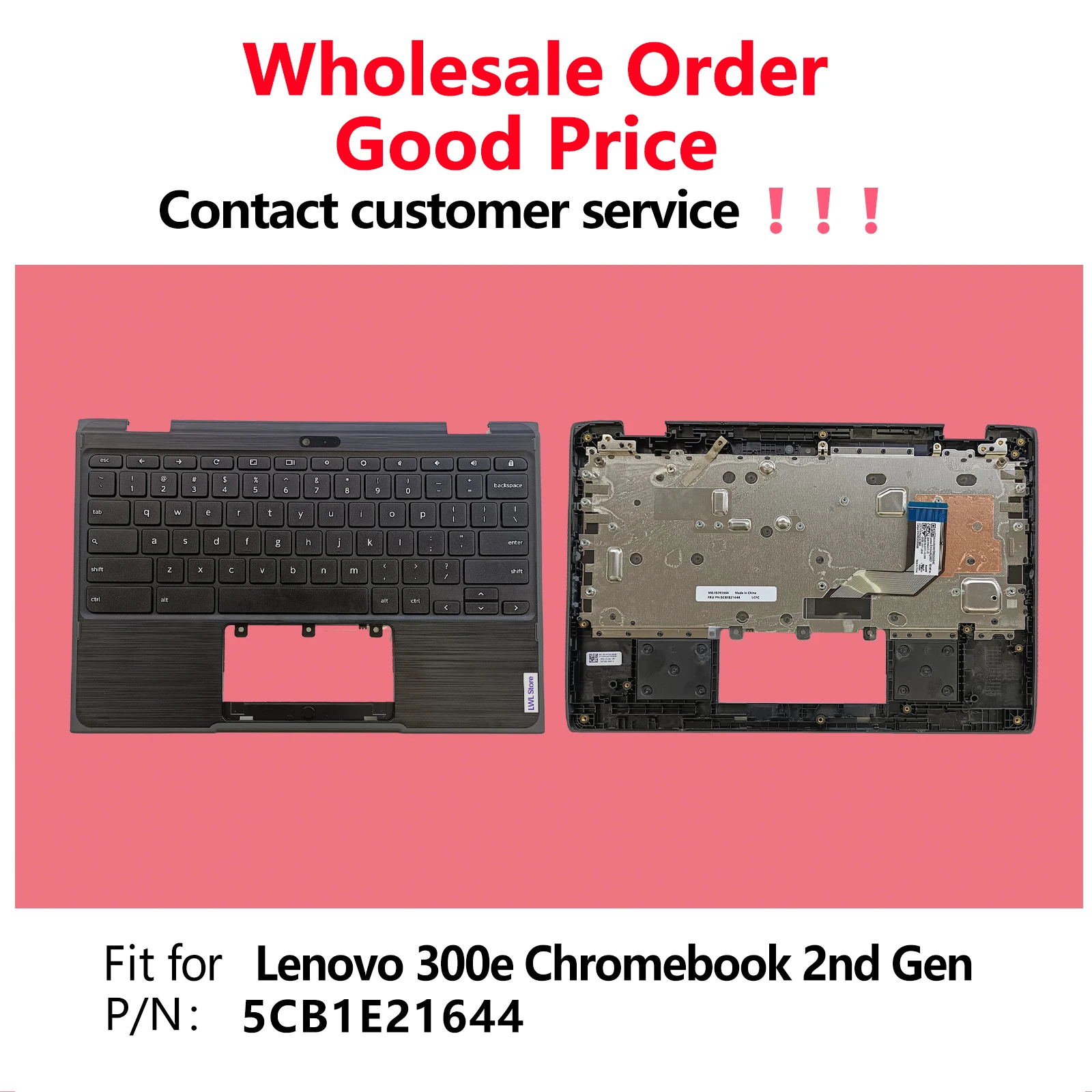 

Laptop Palmrest Upper Case (WFC Hole) with US Keyboard for Lenovo Chromebook 11 300e 2nd Gen 81MB Intel 5CB0T79500 5CB1E21644