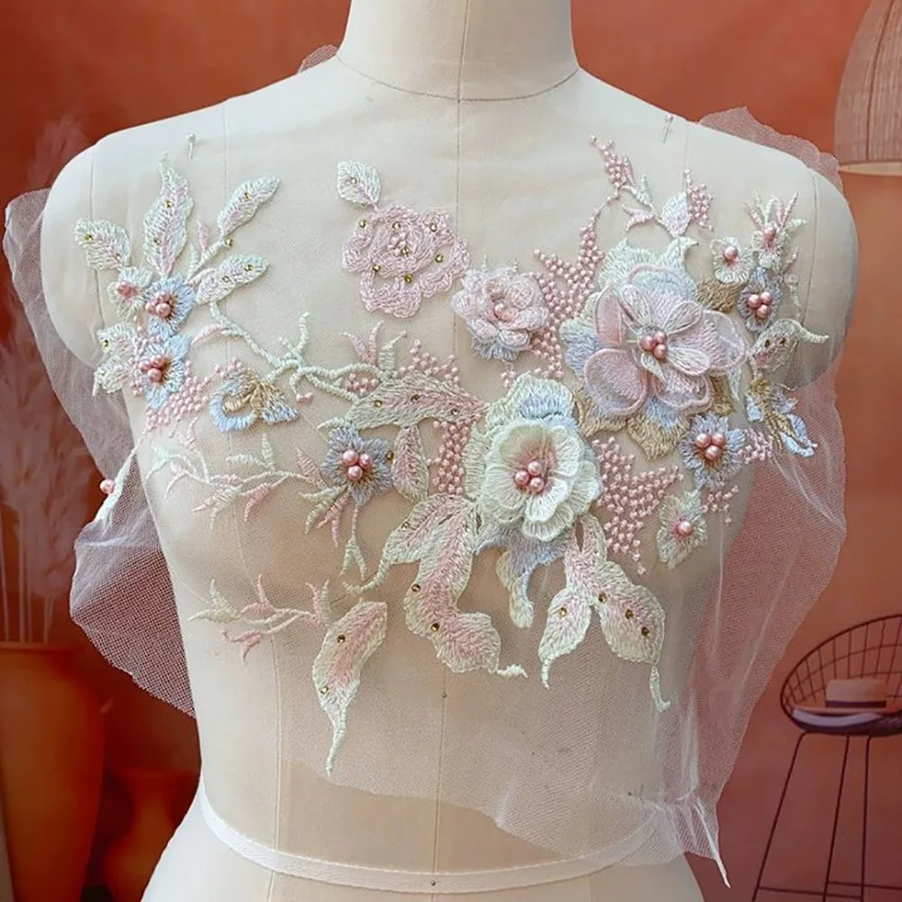 

Fashion Elegant Colorful Sequined Embroidery Patches 3D Flower DIY Lace Fabrics Applique Clothing Applique Dresses