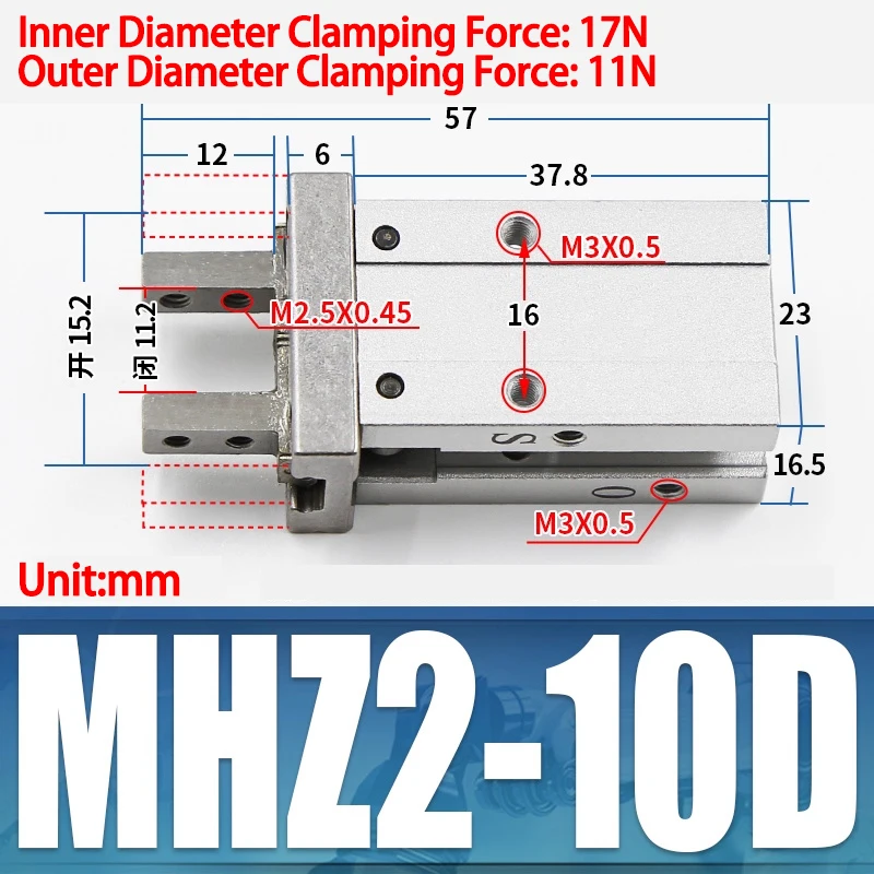 AIRSLG MHZ2 10D 16D 20D 25D 32D 40D MHZ2 10S MHZ2 10C Paralleler Luftgreifer AFR Marke Pneumatikzylinder Doppel- oder einfachwirkender Greifer 6