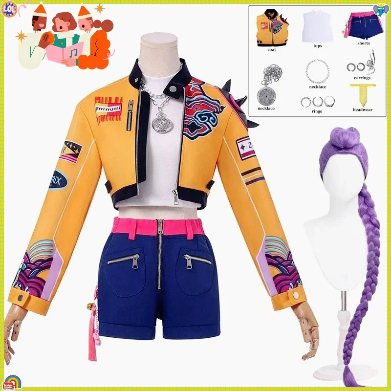 K Pop 2026 Rumi Cosplay Kostüm Perücke Frauen Mädchen Halloween Karneval Comic-con Party Rollenspiel Outfits