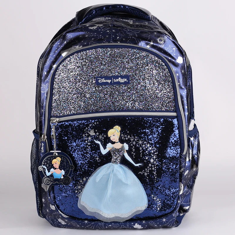 New Original Australian Smiggle Large Capacity Backpack Schoolbag Blue Cinderella Shoulder Load Relief Schoolbag Girl Gift