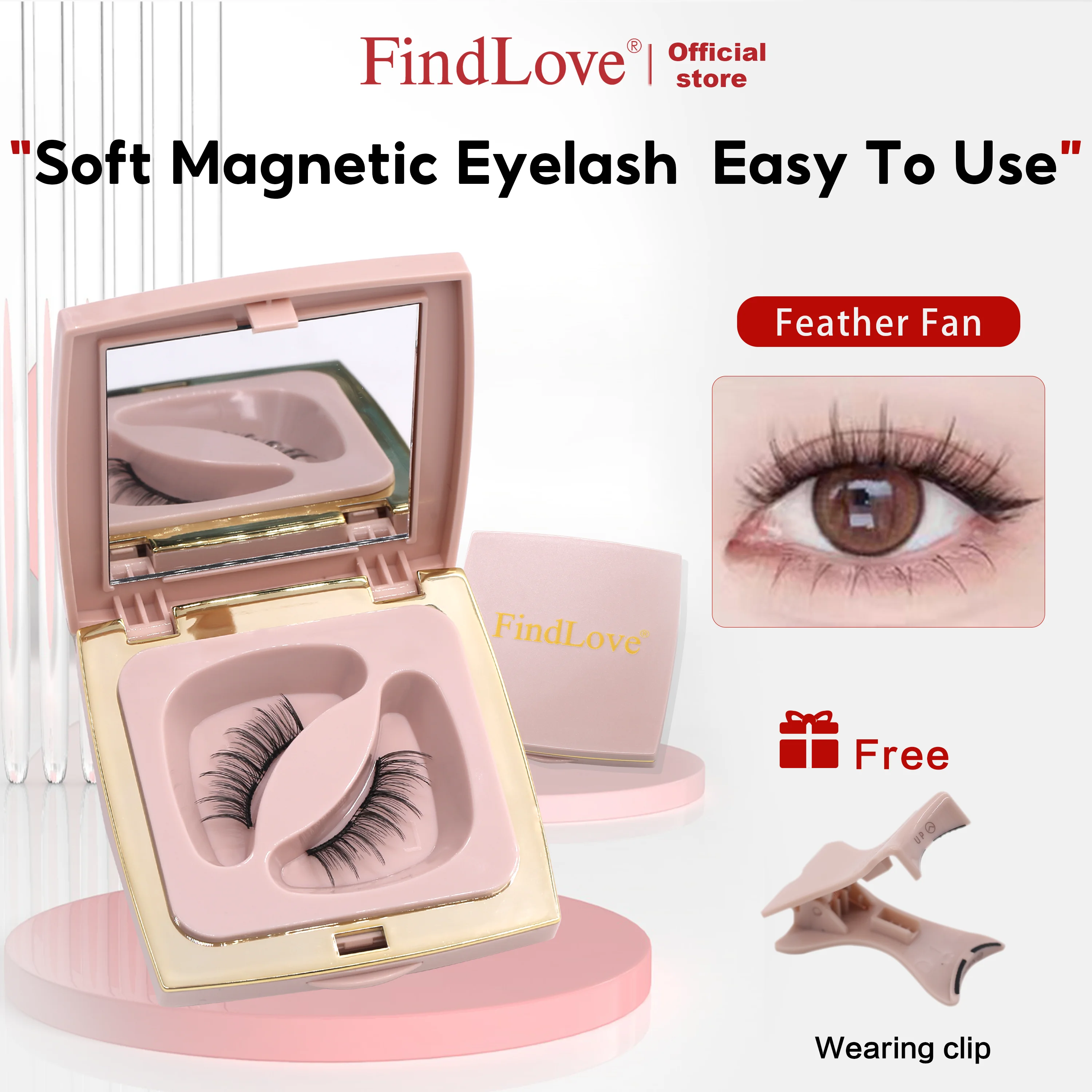 

[Soft Magnetic Lashes]FindLove Feather Fan Eyelashes Reusable Eyelashes Soft Magnetic False Eyelashes Magnetic Eyelash Extension