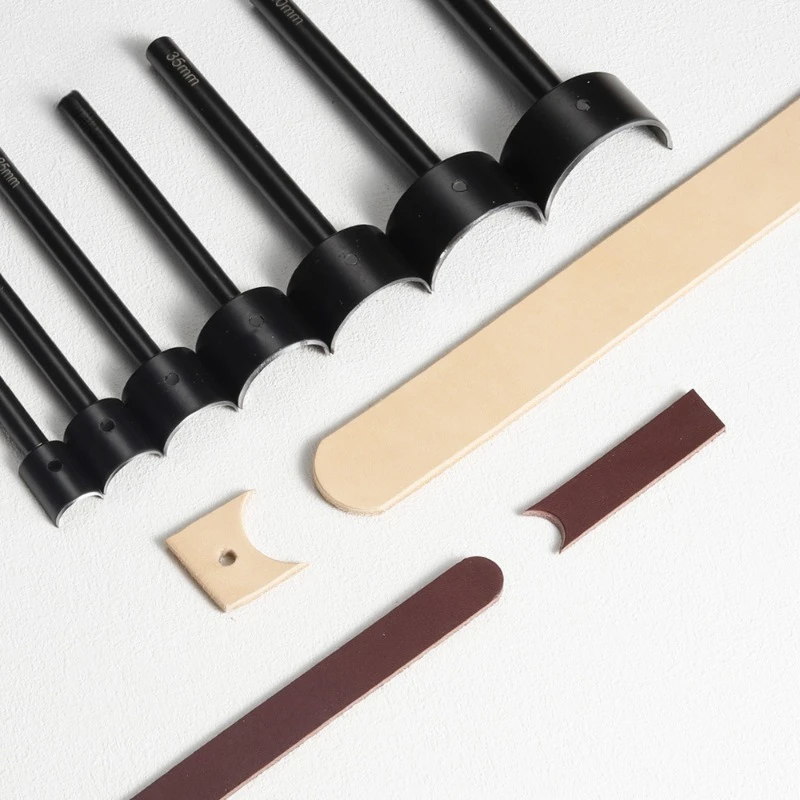 

7pcs Set Half-Round Leather Cutter 15-45mm 1/2 Round Angle Punches Strap End Punch Tool for DIY Craft Handwork Strap Belt