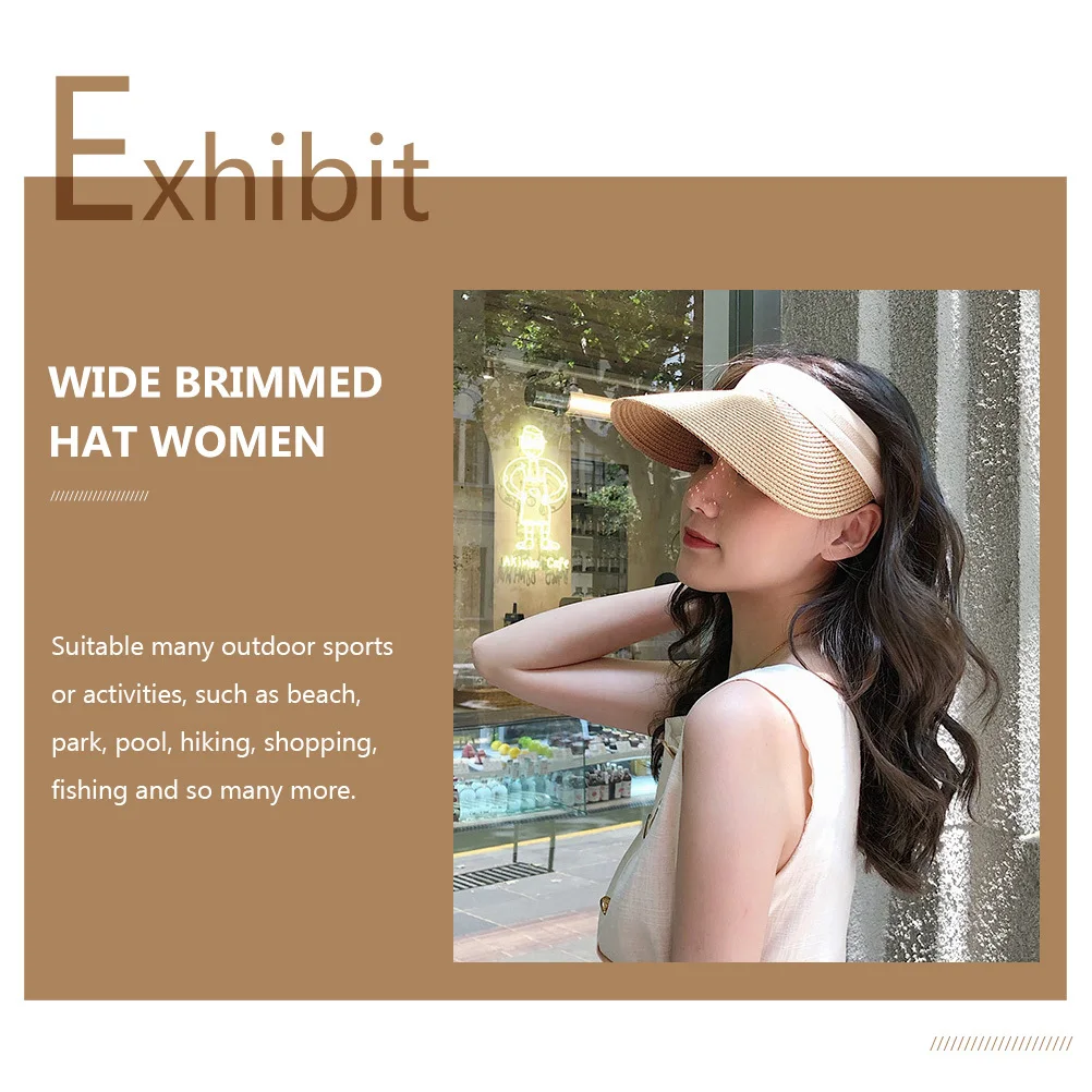 

Women Sun Protection Open Top Hat Wide Brim Summer Breathable Uv Protection Beach Hat for Women Outdoor Sports