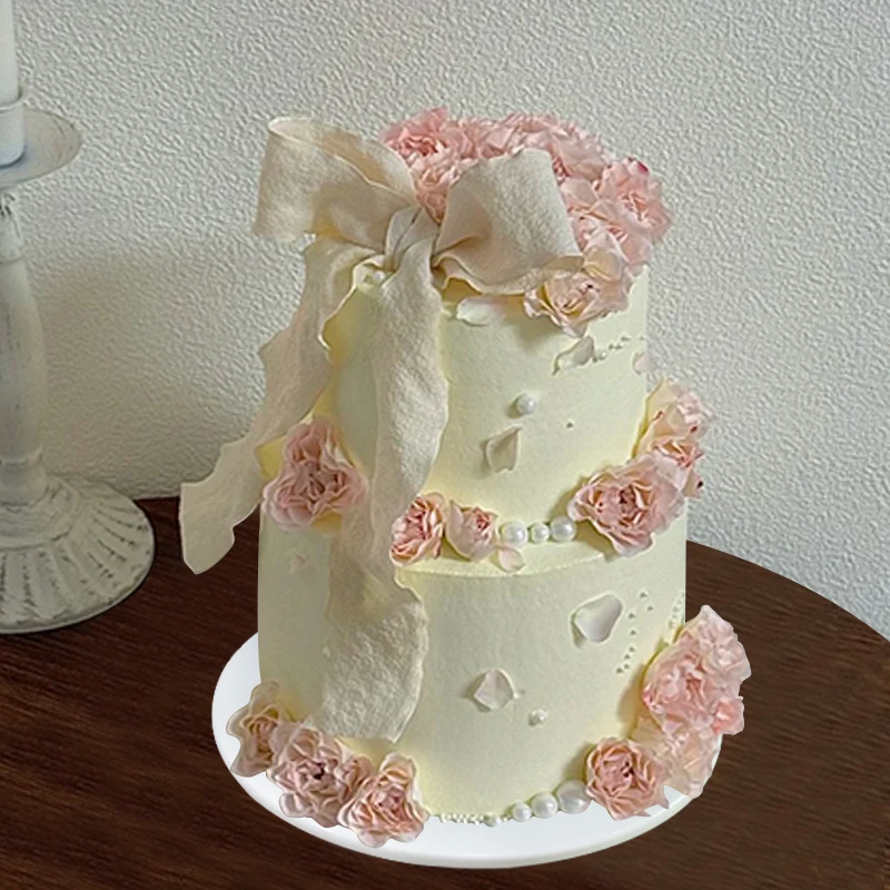Double-layer simulated cake model, new flowers, flowers, plastic fake cake, window samples can be customized