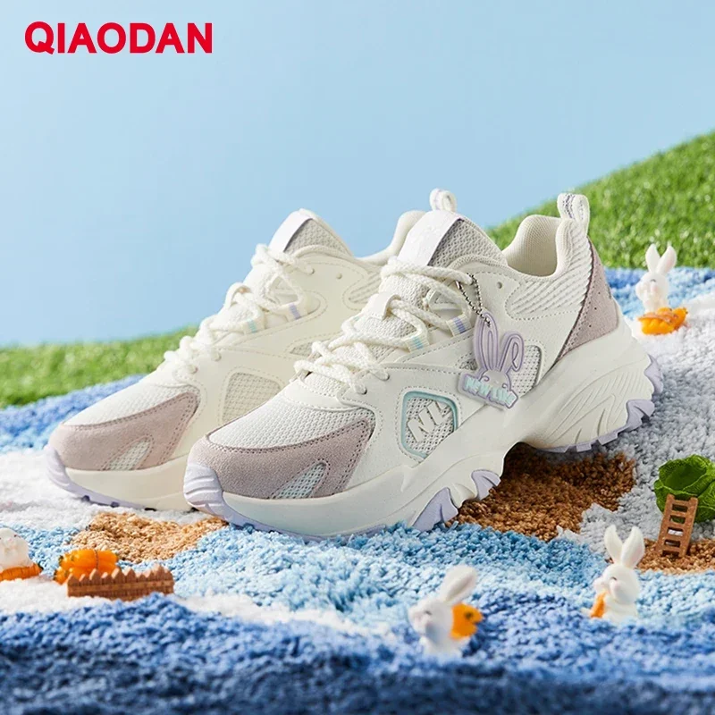 QIAODAN Sneakers Women 2023 Lace-up Breathable Air Mesh Comfortable Jogging Durable Athletic Anti-Slippery Shoes XM16230333