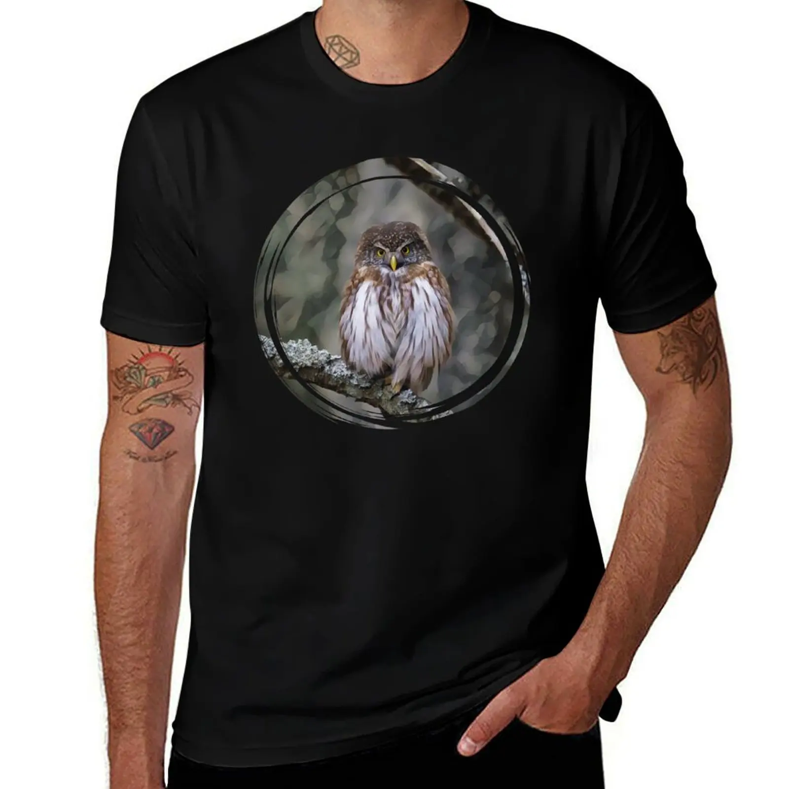 Eurasian Pygmy Owl T-Shirt Sweat Resistant Workout Tee Shirt