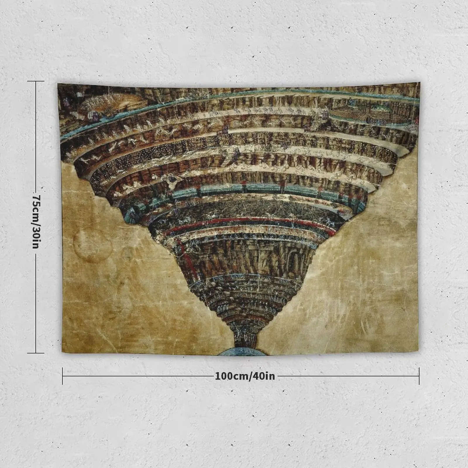 The Map of Hell by Sandro Botticelli Tapestry Nordic Home Decor Cute Decor Room Decor Cute