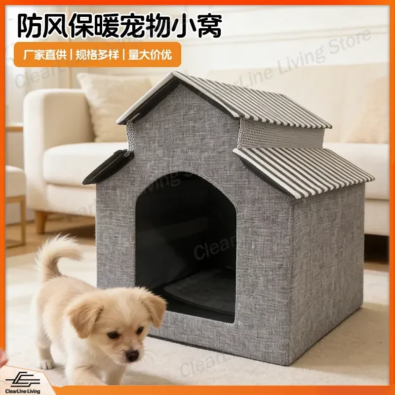 

Waterproof Outdoor Dog House for Large Medium Small Dogs Weatherproof Pet Kennel Washable Removable Bed Portable Dog Nest for