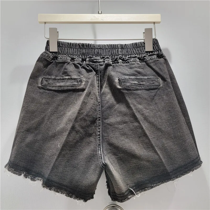 Trendy Brand Retro Denim Shorts 2025 Summer New European Heavy Industry Rough Edge Denim Shorts Women's Booty Shorts
