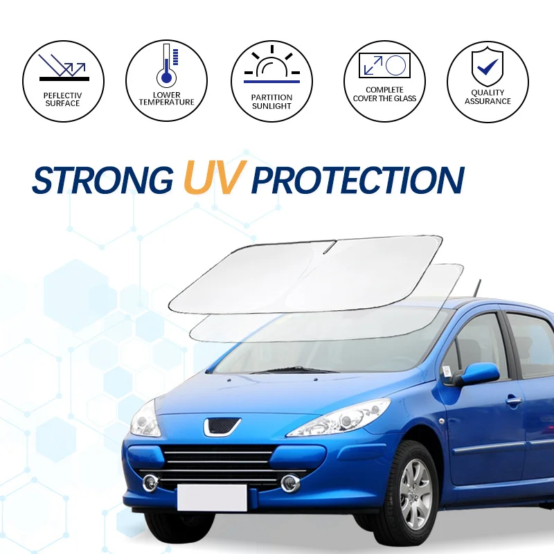 Parasol para parabrisas de coche, parasol para ventana, Protector de visera plegable, bloques de rayos UV para Peugeot 307, accesorios de verano para coche
