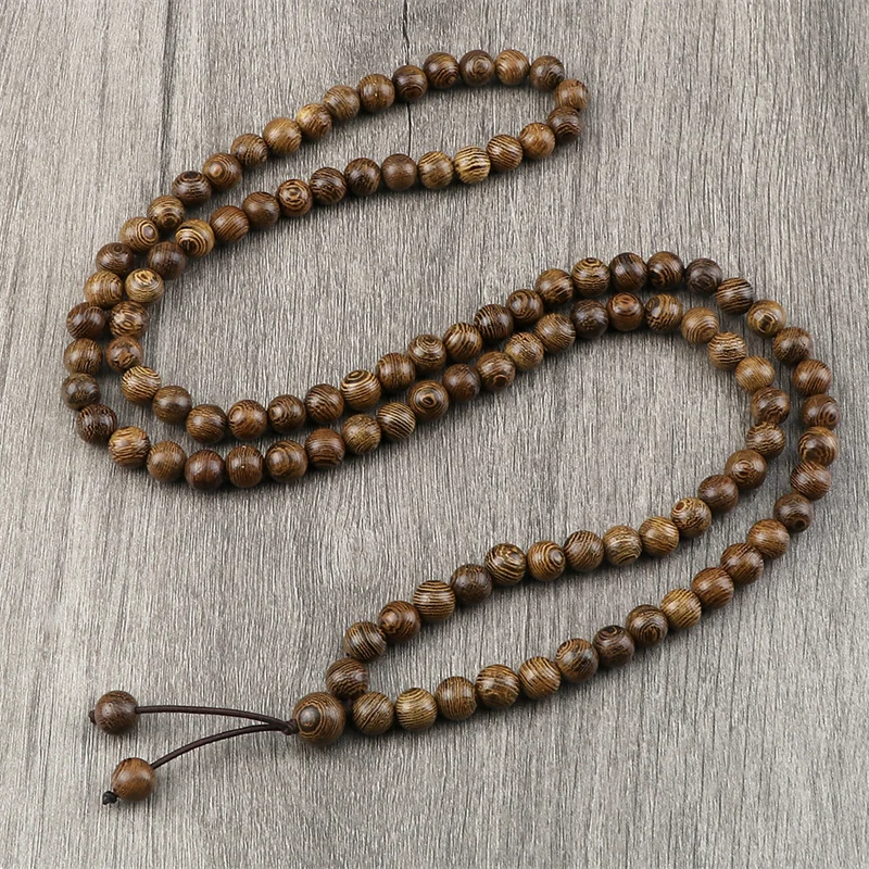 Multilayer 108 Wood Beads Bracelet 8mm Tibetan Buddhist Mala Buddha Charm Rosary Prayer Beaded Bracelets For Women Men Jewelry