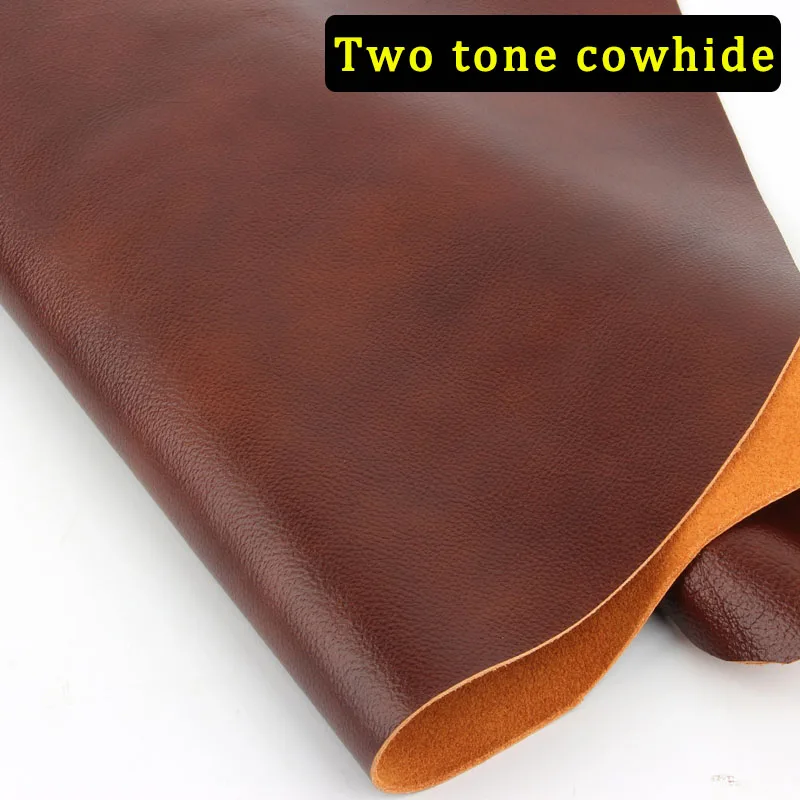 Real leather, red brown dual tone sunflower head layer, cowhide leather material, fine grain furniture, sofa renovation, headboa