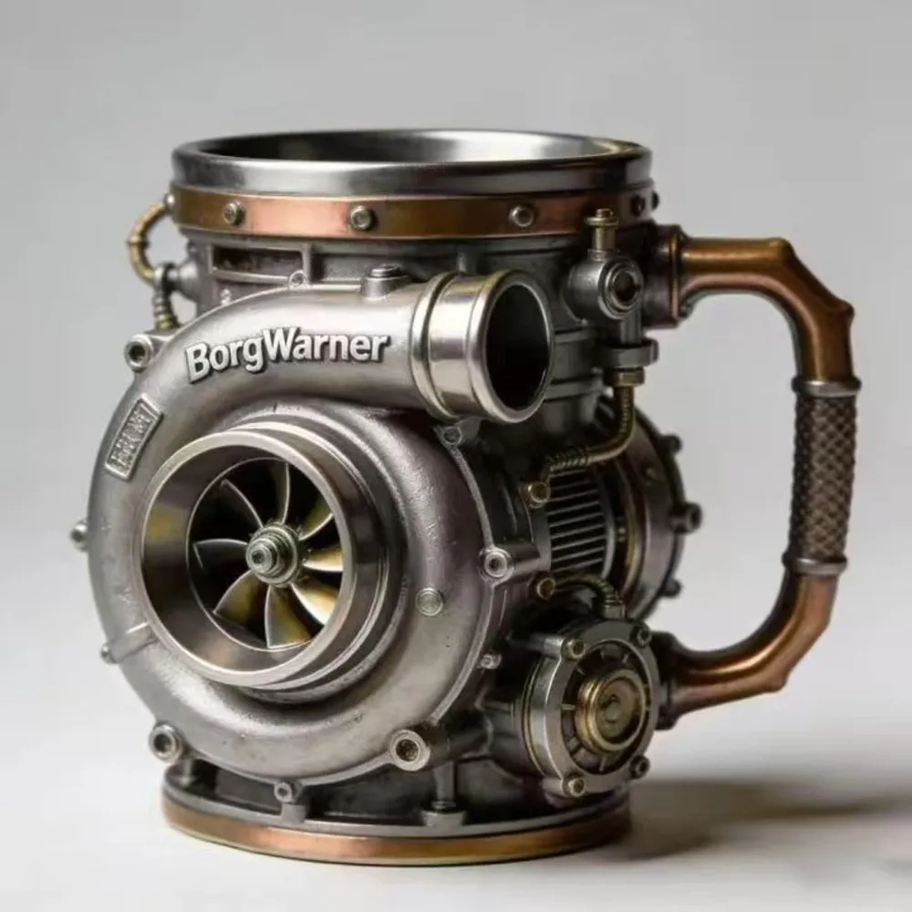 Resin Turbocharger Mug Comfortable Grip Mechanical Element Style 3D Engine Cup Handcrafted Sturdy and Durable Coffee Mug