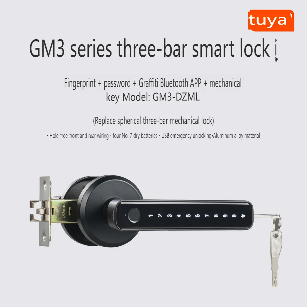 Smart Lock Fingerprint APP Unlock Keyless Entry Door BT-Compatible Password Handle Electric Lock Support iOS/Android For Home